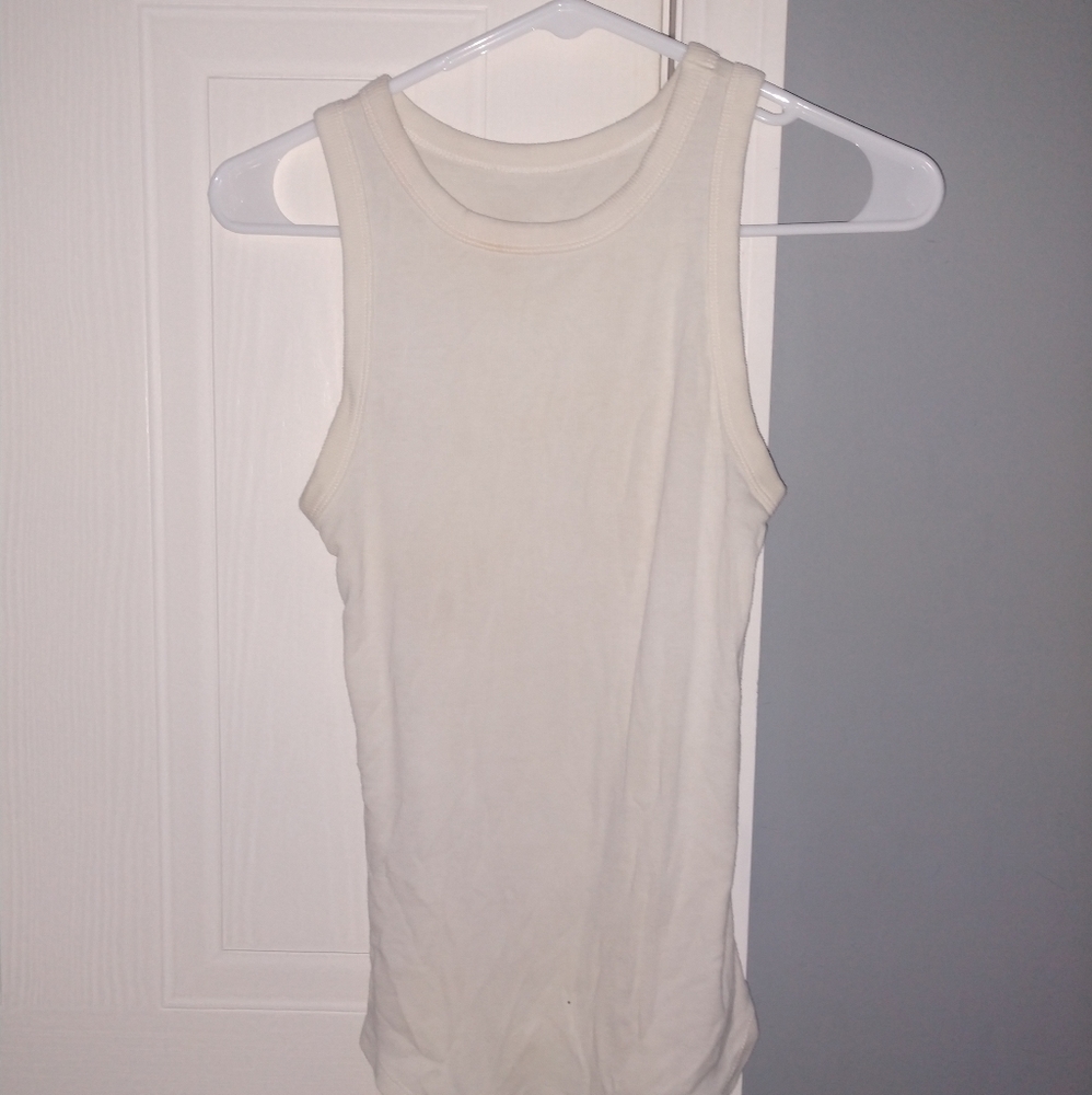 cream colored ribbed tank top